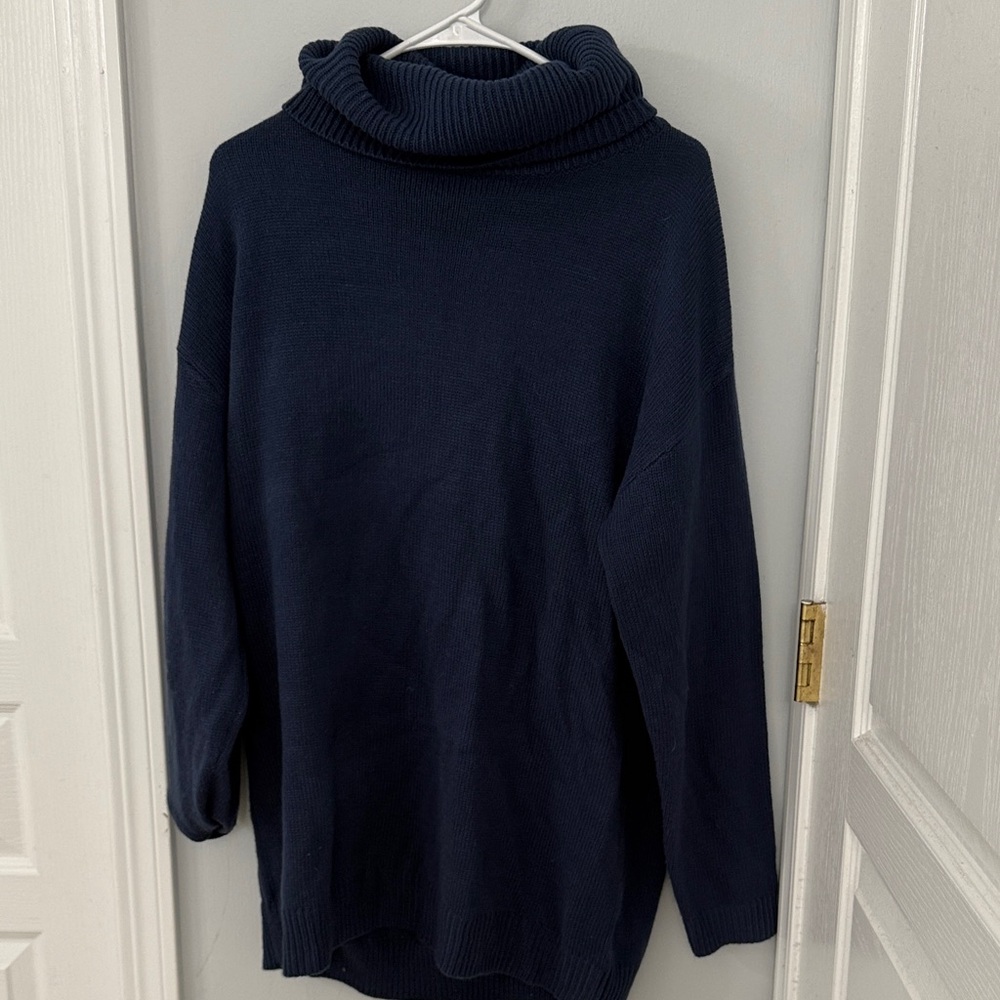 Navy Blue Turtleneck Sweater Dress